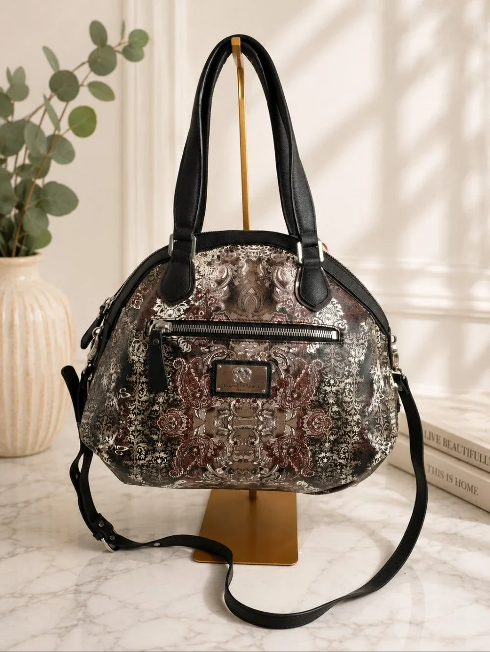 Original by Sharif 1827 Floral Paisley Dome Satchel Convertible Shoulder Bag